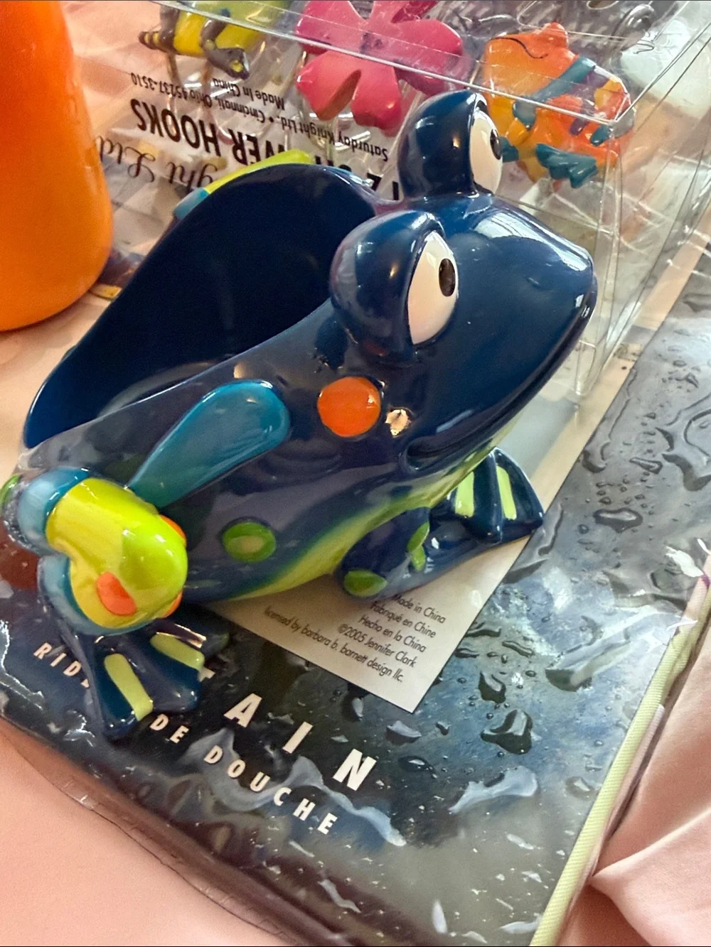 Y2K 2005 VINTAGE RARE TROPICAL FROGS BATH- Curtain, Rings and Frog Tumbler Set!